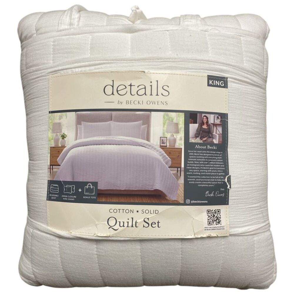 details by Becki Owens Cotton Gauze Quilt Set, 3 Piece, King - White